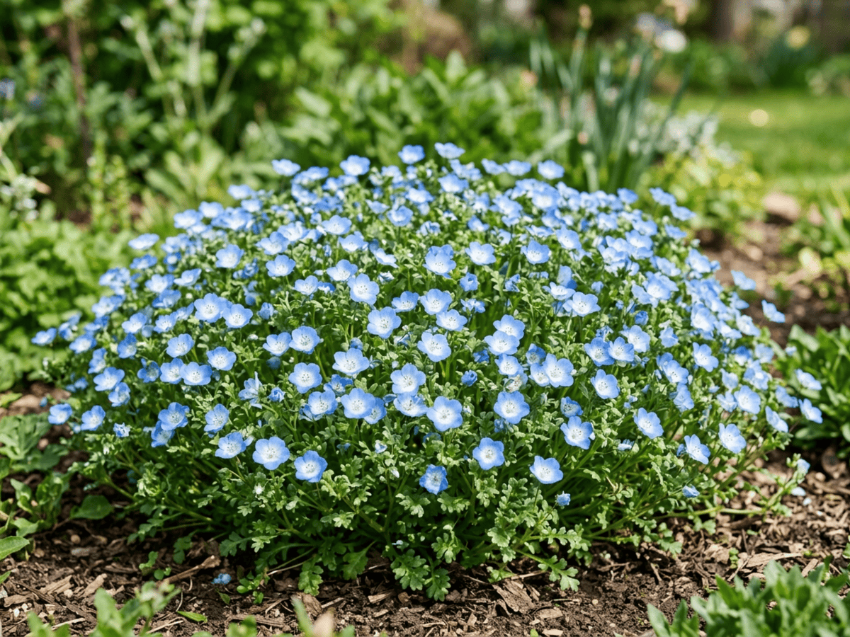 Nemofila di Menzies (Nemophila menziesii), pianta intera