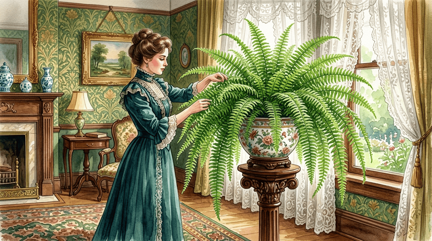 Illustrated historical scene for Southern Sword Fern