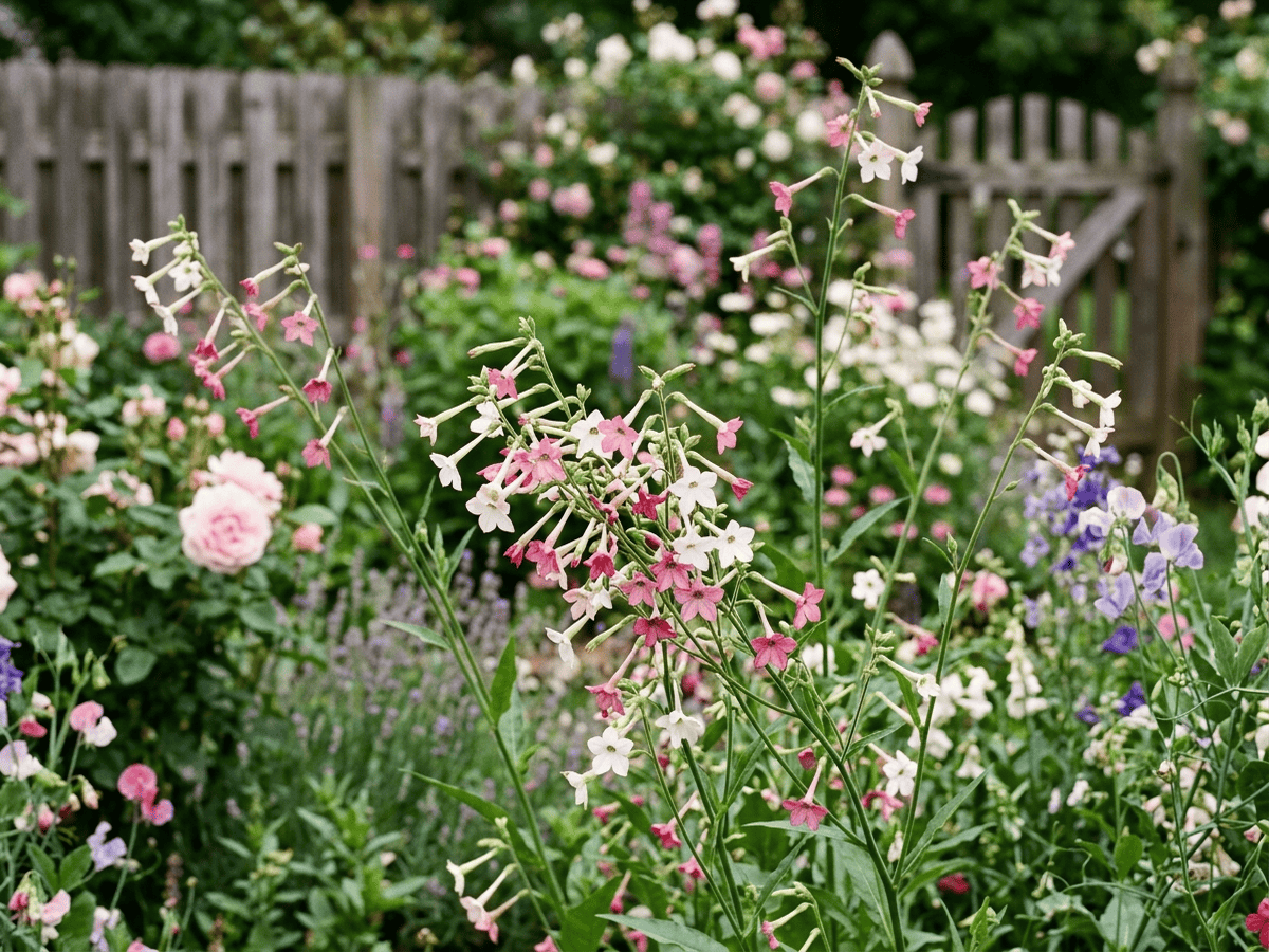 Nicotiana mutabilis in a garden setting