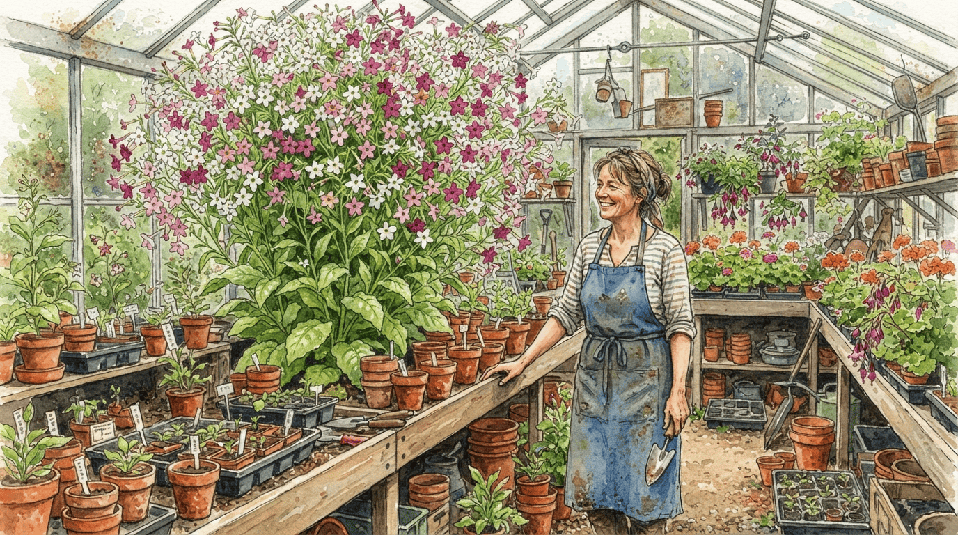 Illustrated historical scene for Nicotiana mutabilis