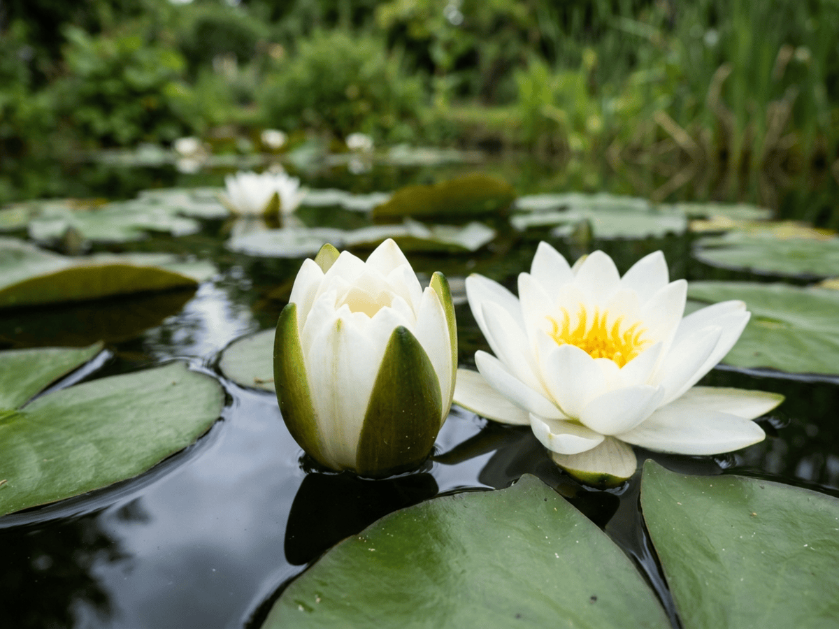 Weiße Seerose — saisonales Erscheinungsbild