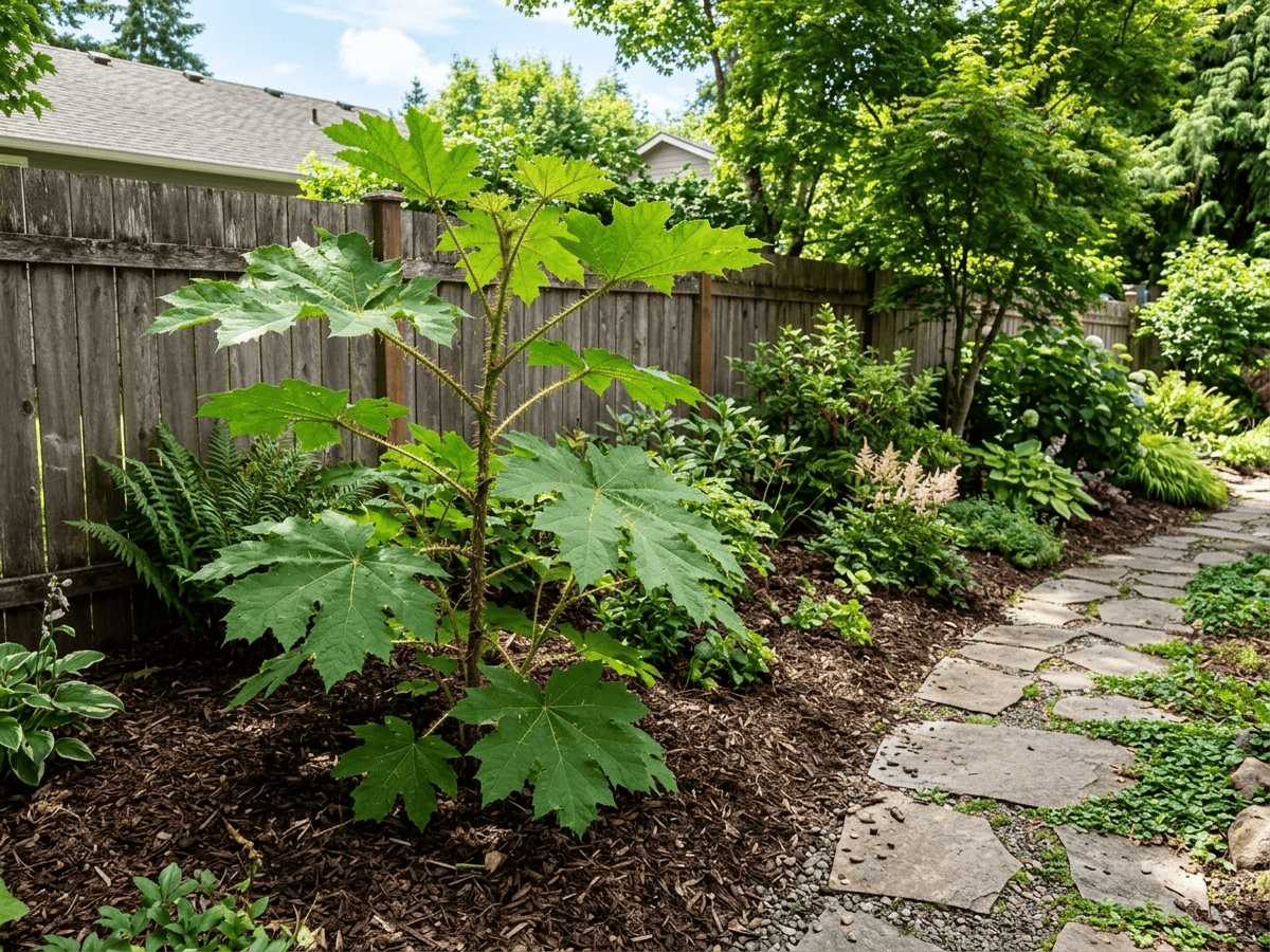Devil's Club in a garden setting