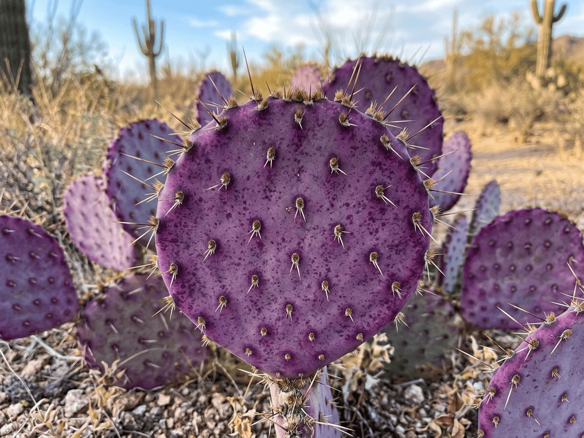Santa Rita Pricklypear — close-up of leaves and flowers