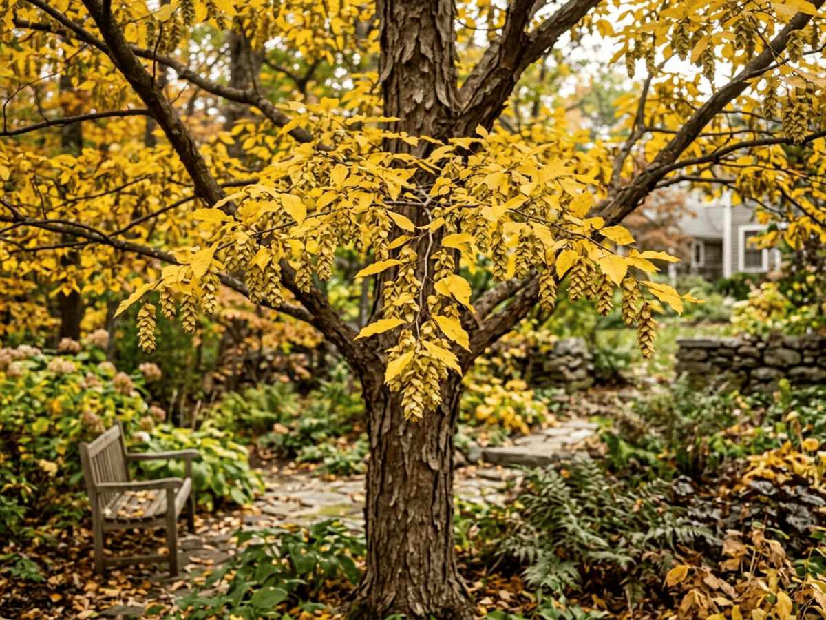 Ostrya-americana em um jardim