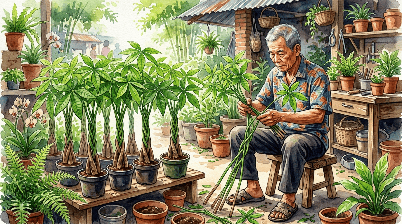 Scena storica illustrata per Pachira acquatica