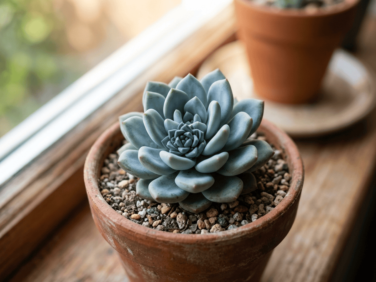 Blaugraue Pachyveria — saisonales Erscheinungsbild