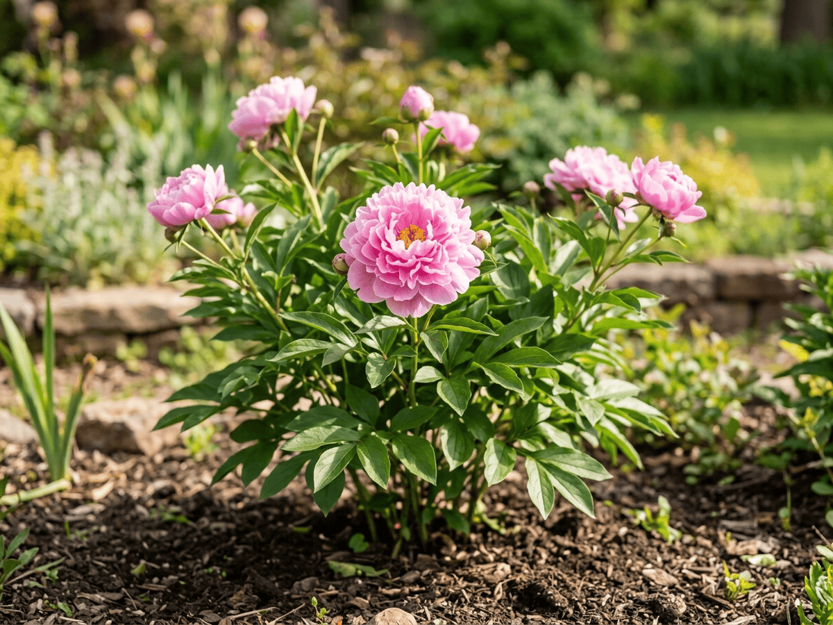 Chinese Peony (Paeonia lactiflora), whole plant