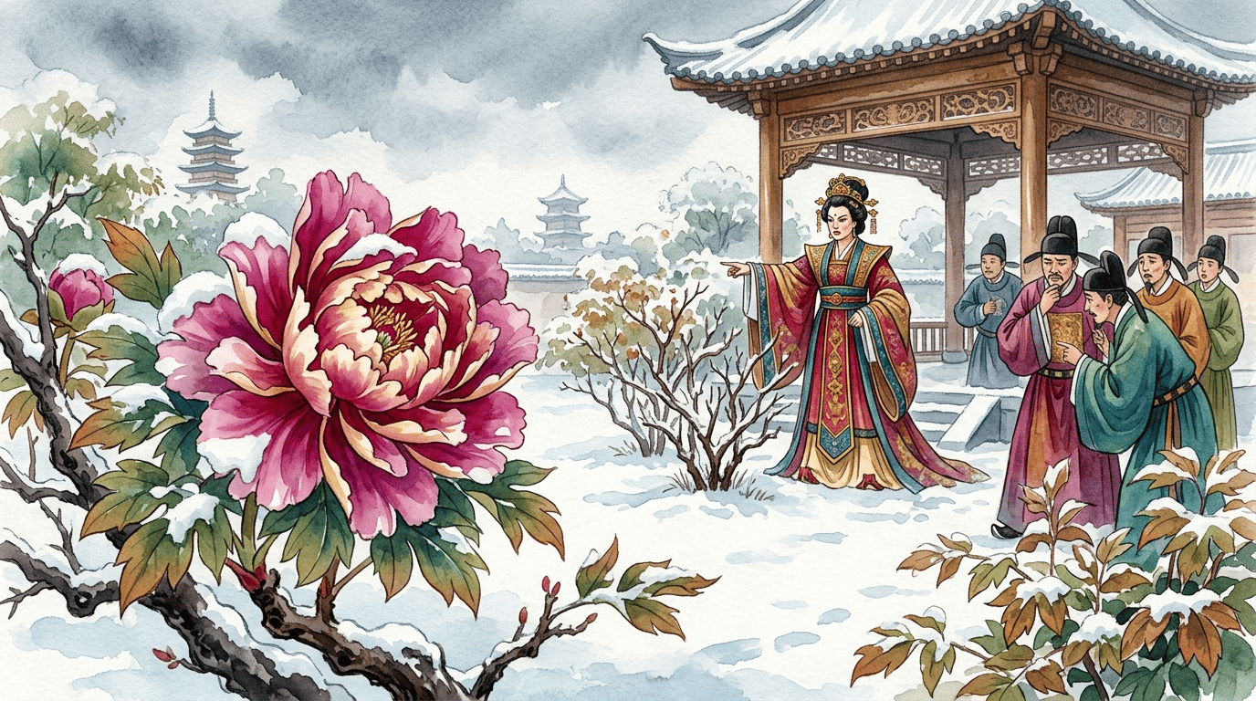 Illustrated historical scene for Tree Peony
