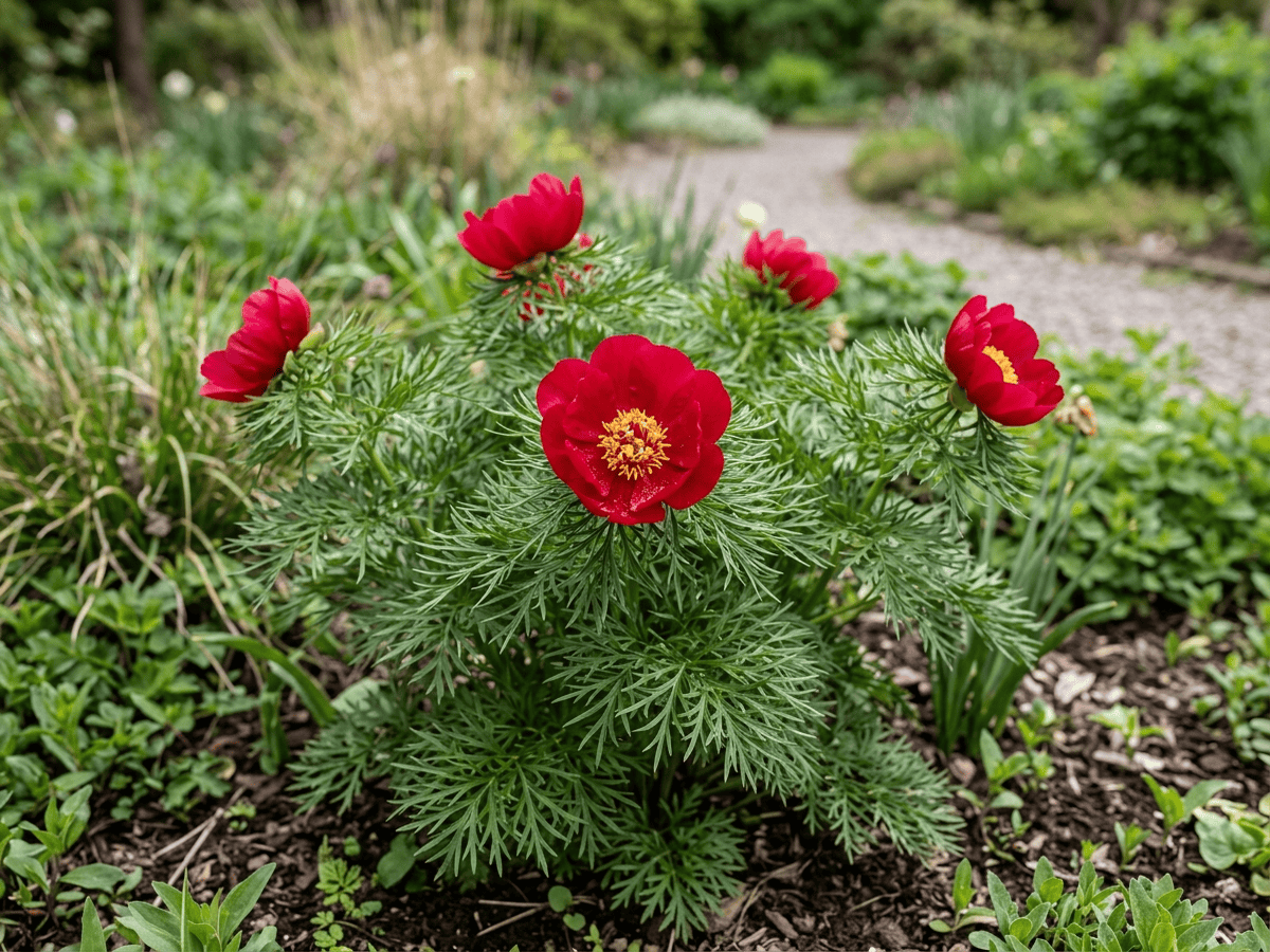 Fern-Leaf Peony (Paeonia tenuifolia), whole plant
