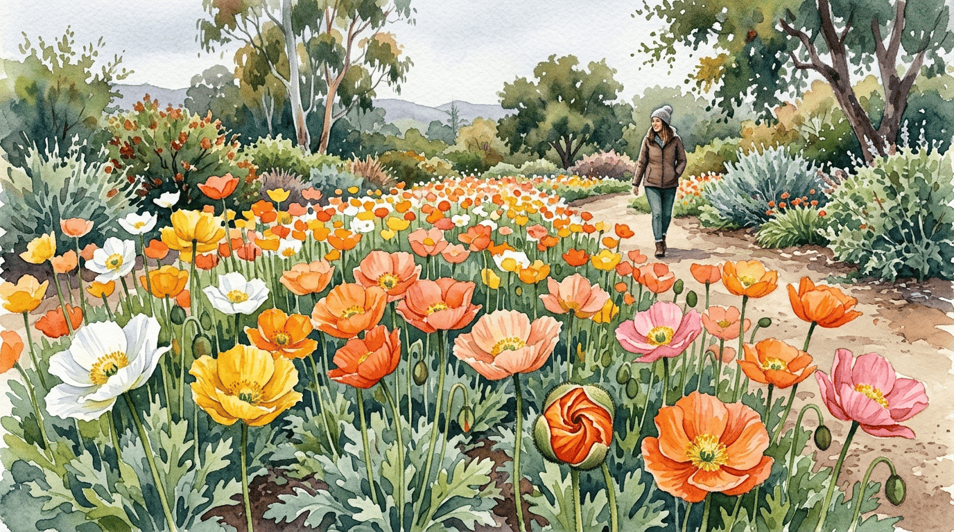 Illustrierte historische Szene zu Islandmohn