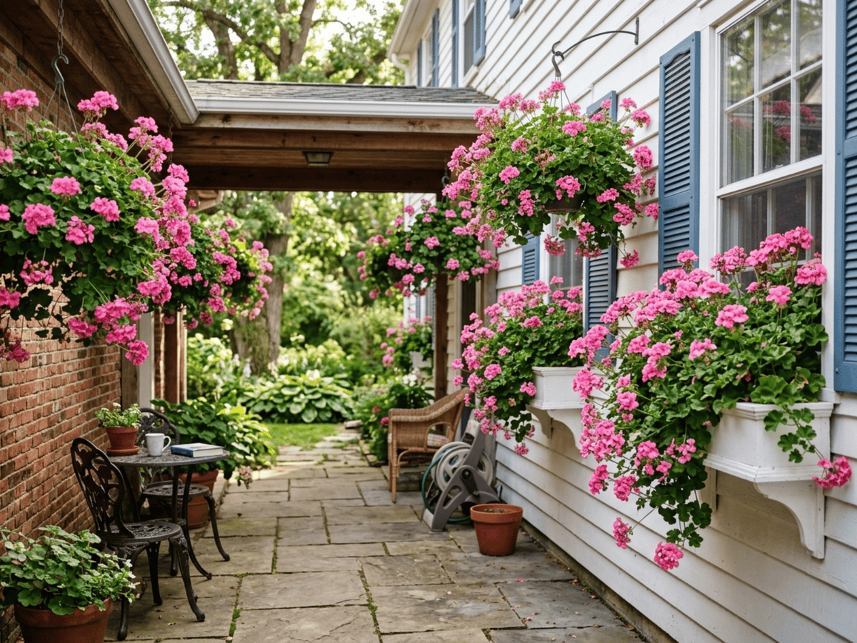 Hängegeranie im Garten