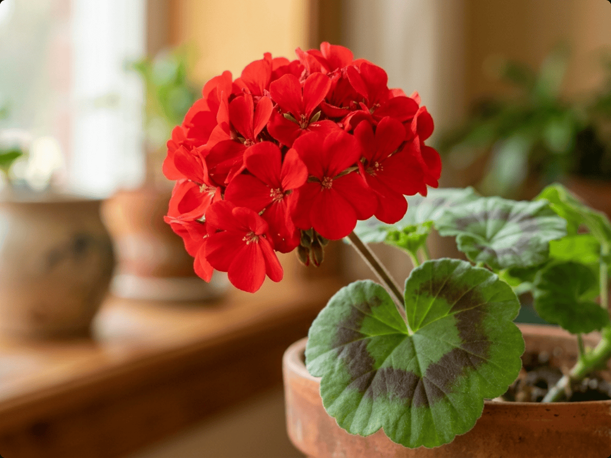 geranio — primer plano de hojas y flores