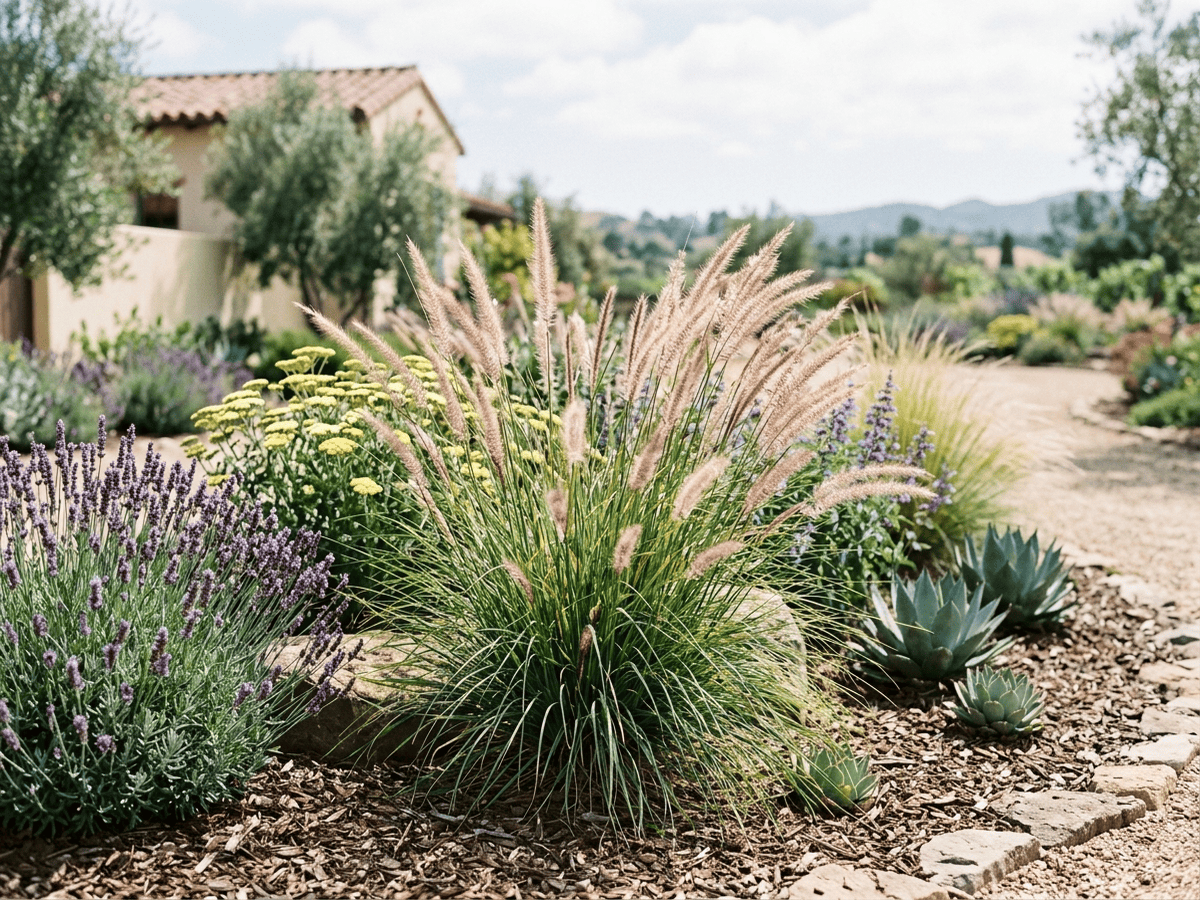 Herbe aux écouvillons orientale dans un jardin