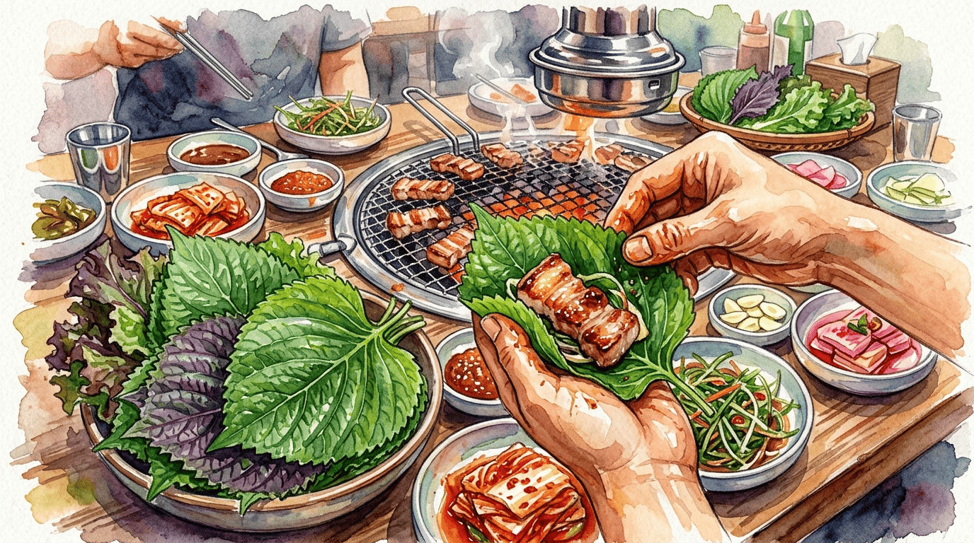 シソにまつわる歴史的な場面のイラスト