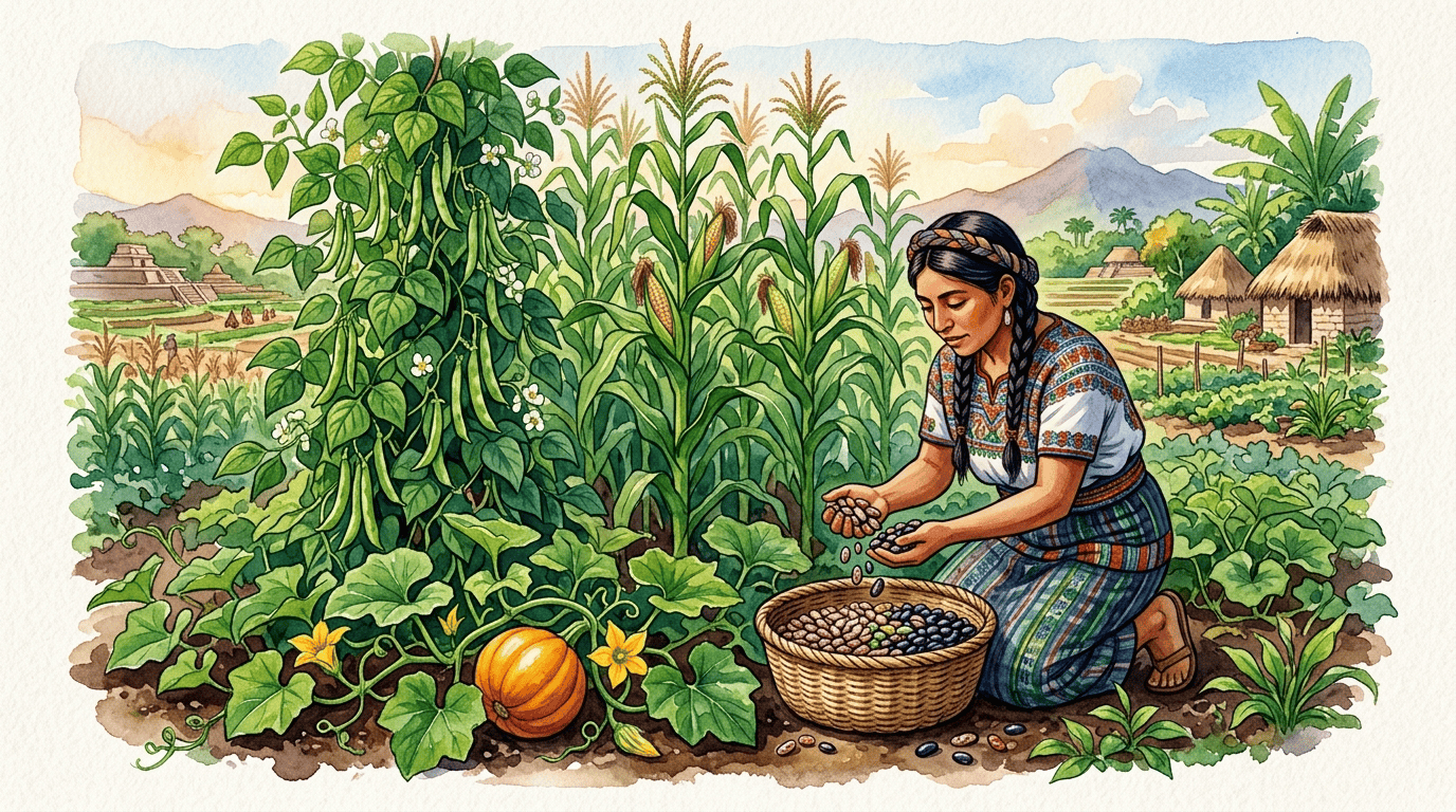 Illustrierte historische Szene zu Gartenbohne