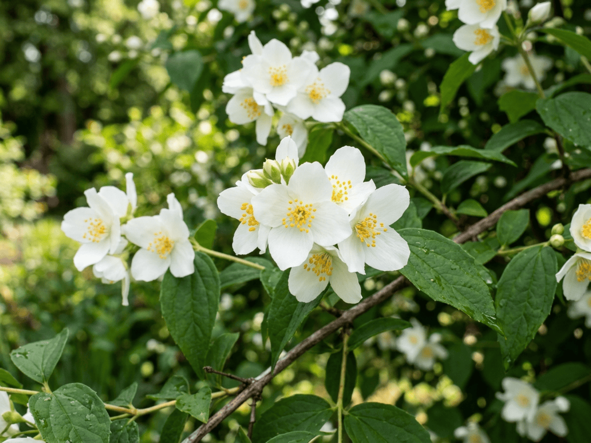 Sweet Mock Orange — close-up of leaves and flowers