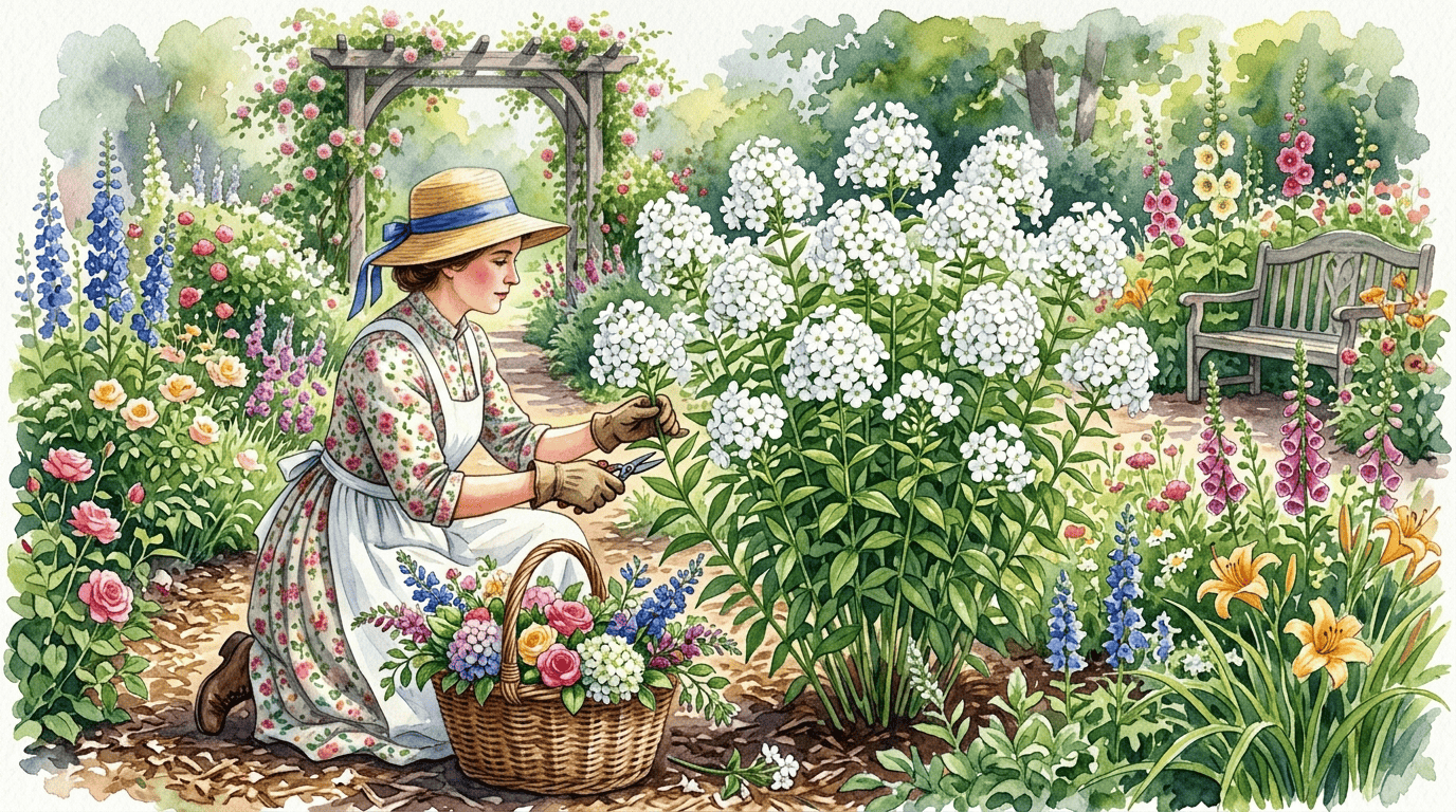 Illustrierte historische Szene zu Carolina-Flammenblume