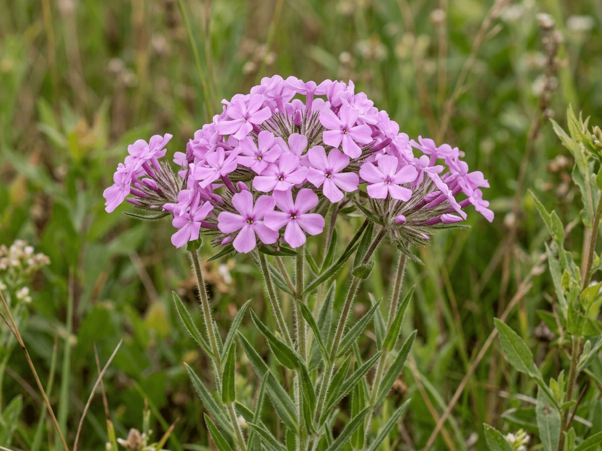 flox de las praderas — primer plano de hojas y flores