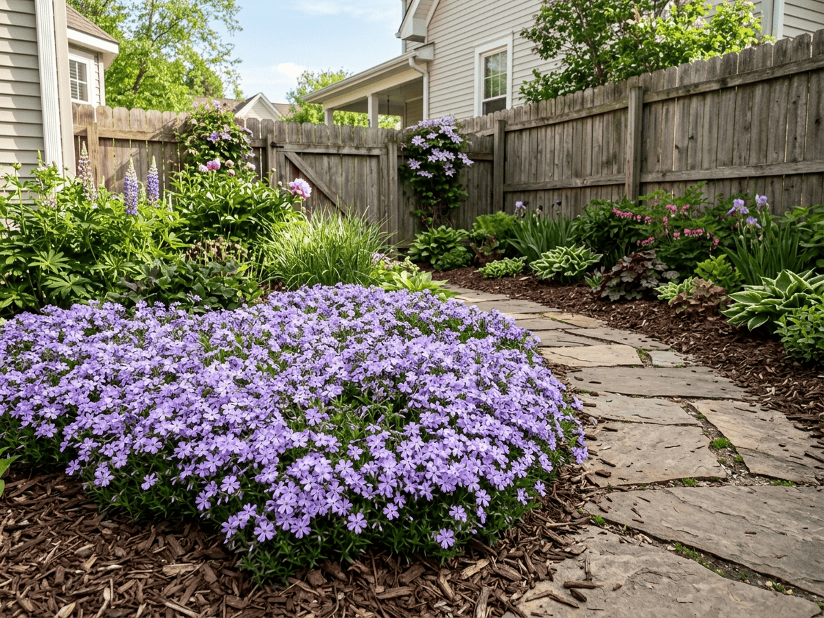 Creeping Phlox in a garden setting
