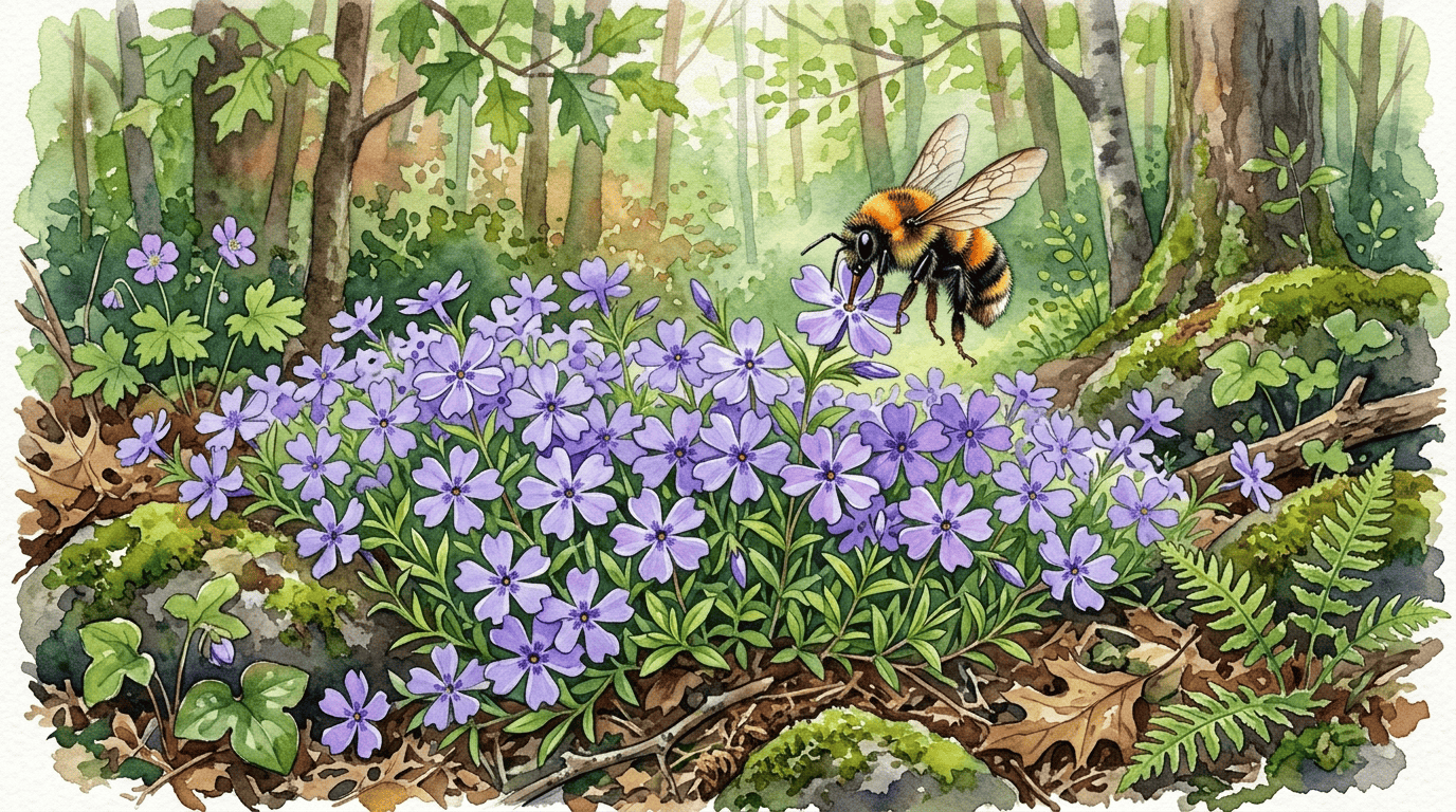 Illustrated historical scene for Creeping Phlox