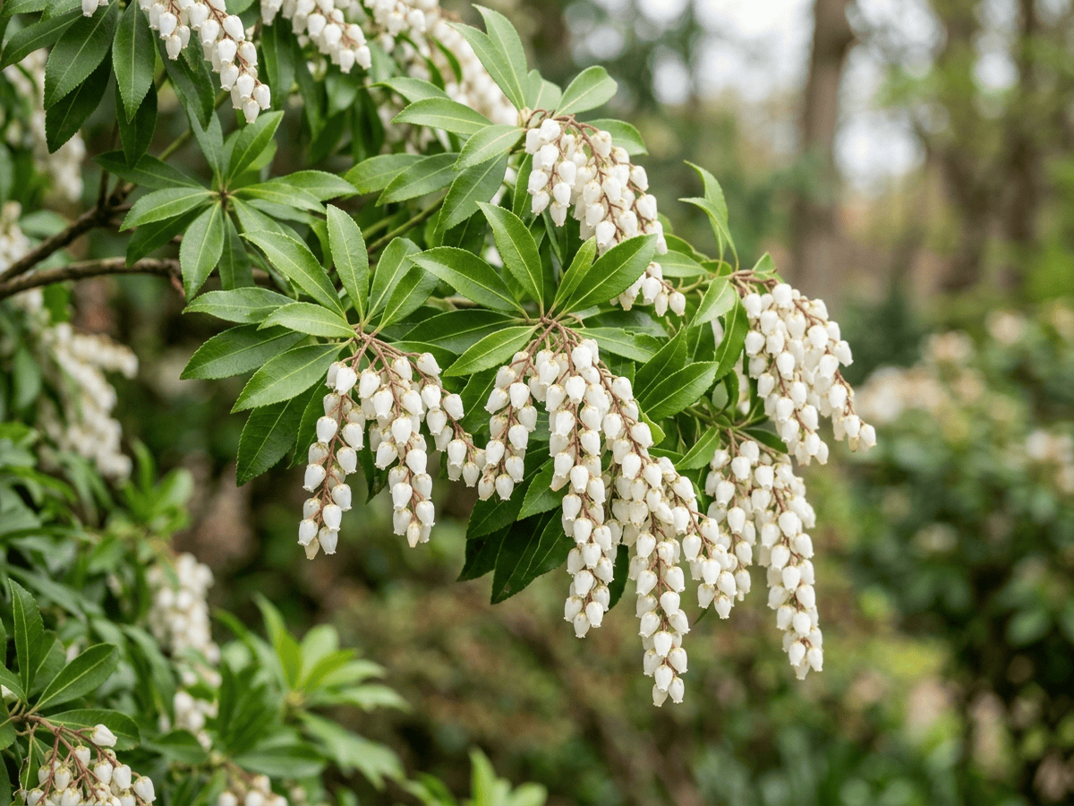 andrómeda de montaña — primer plano de hojas y flores