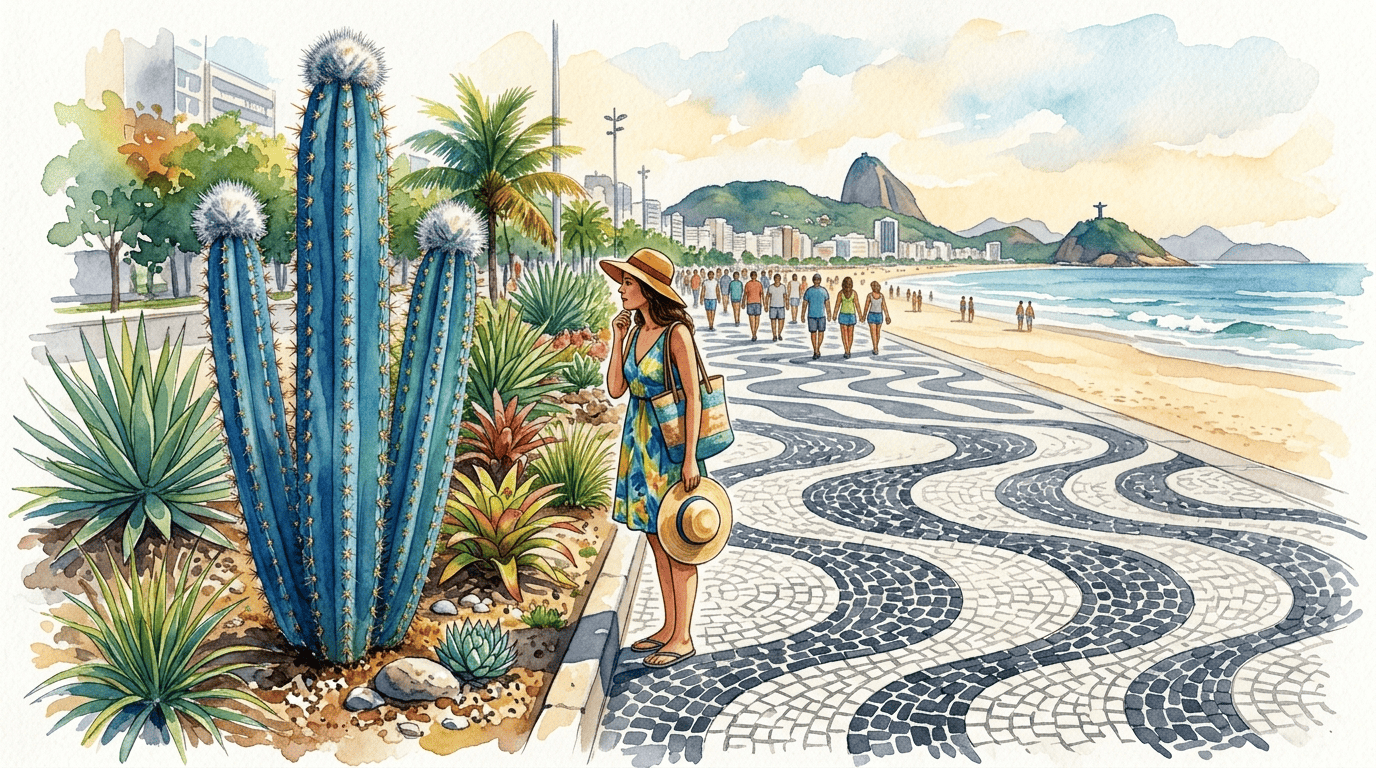Illustrated historical scene for Blue Torch Cactus