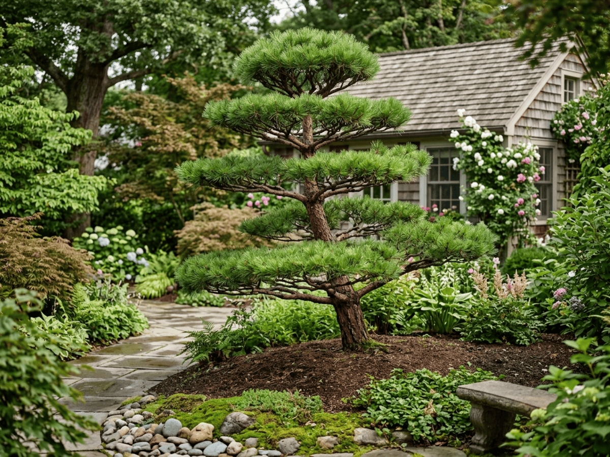 Japanese Red Pine in a garden setting