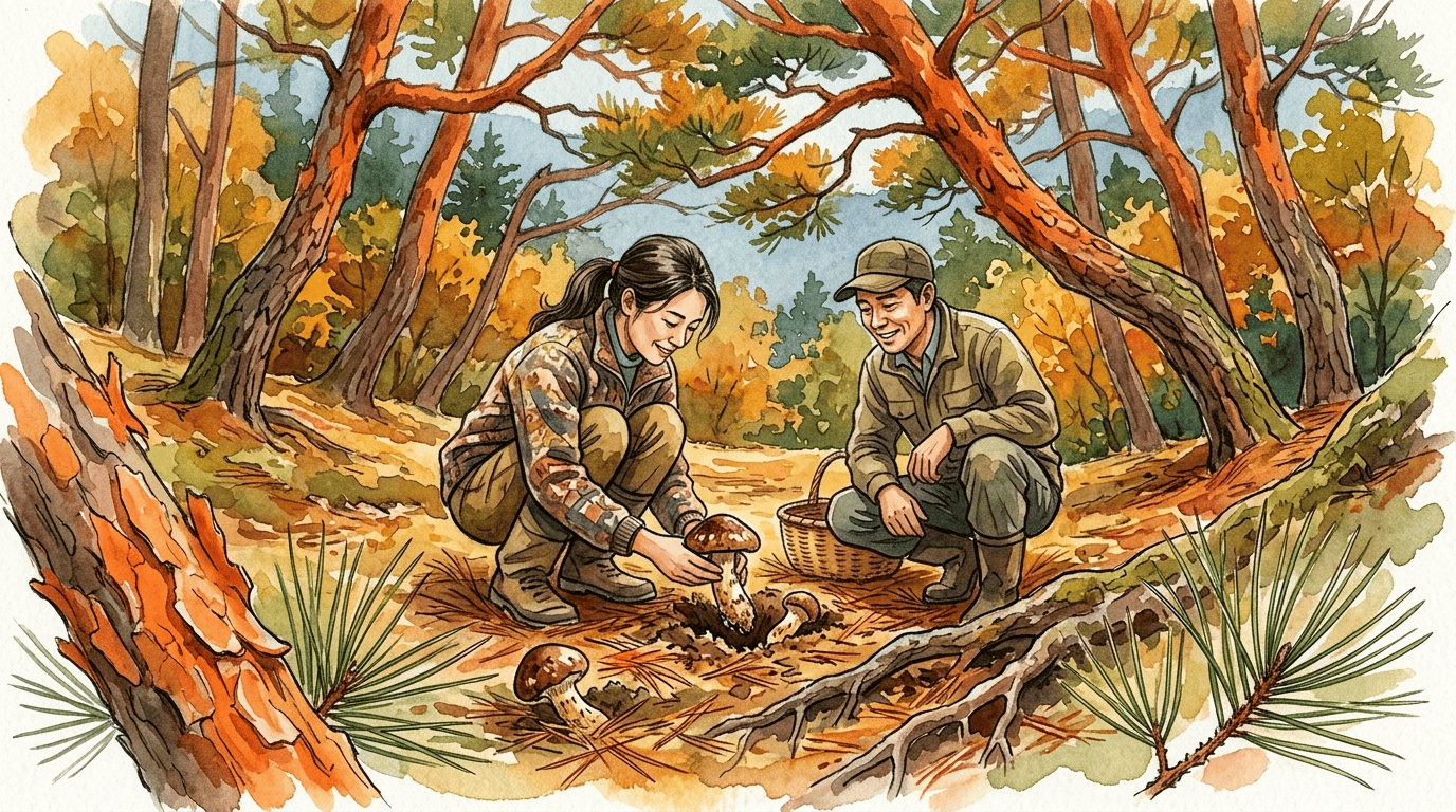 Illustrated historical scene for Japanese Red Pine