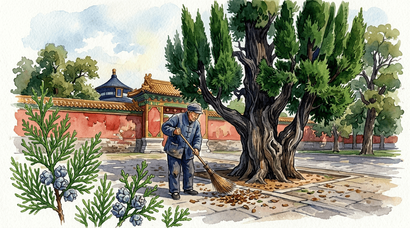 Scena storica illustrata per Tuia orientale