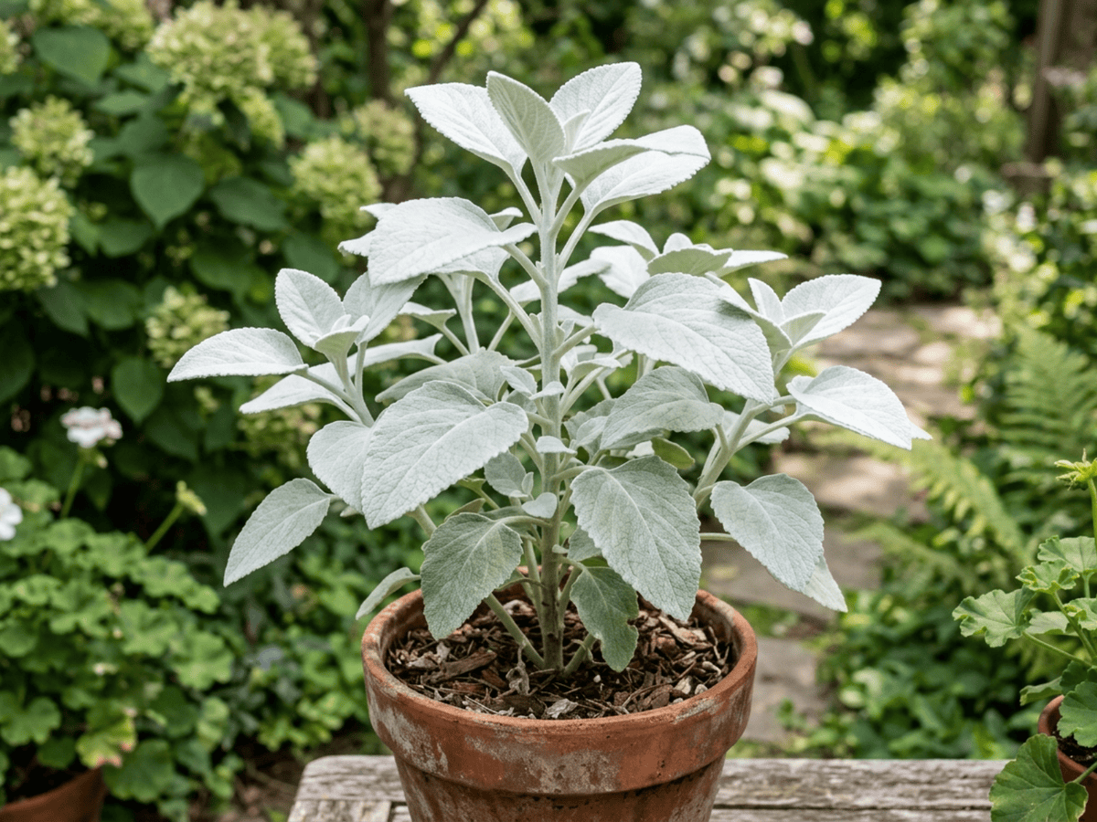 plectranthus plateado (Plectranthus argentatus), planta completa