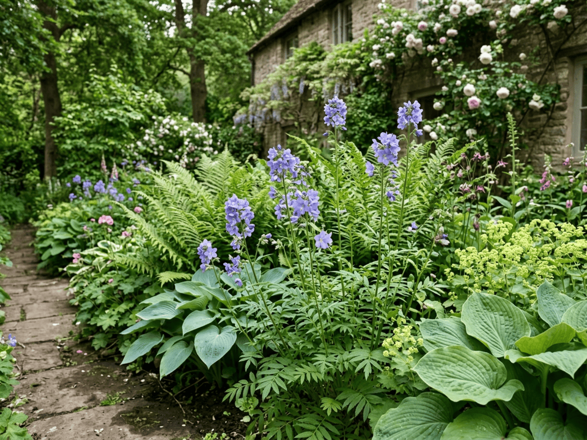 Blue Jacob's Ladder in a garden setting