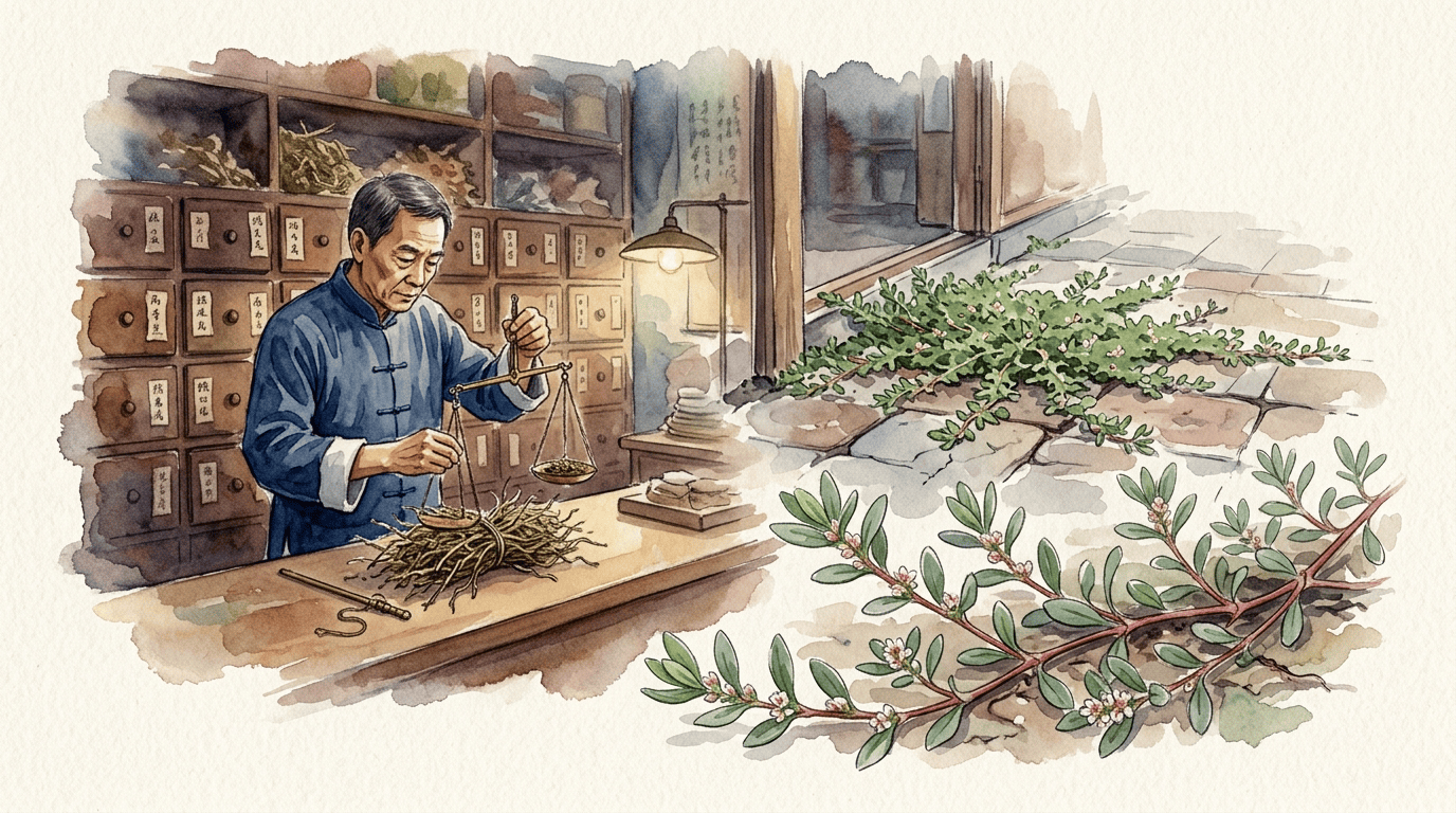 Escena histórica ilustrada de Sanguinaria europea