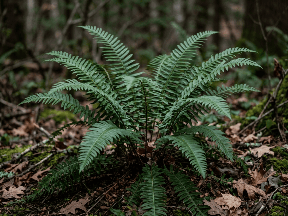 Dương xỉ Giáng sinh (Polystichum acrostichoides), toàn cây