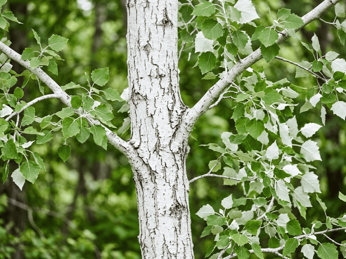 Silber-Pappel — Nahaufnahme von Blättern und Blüten