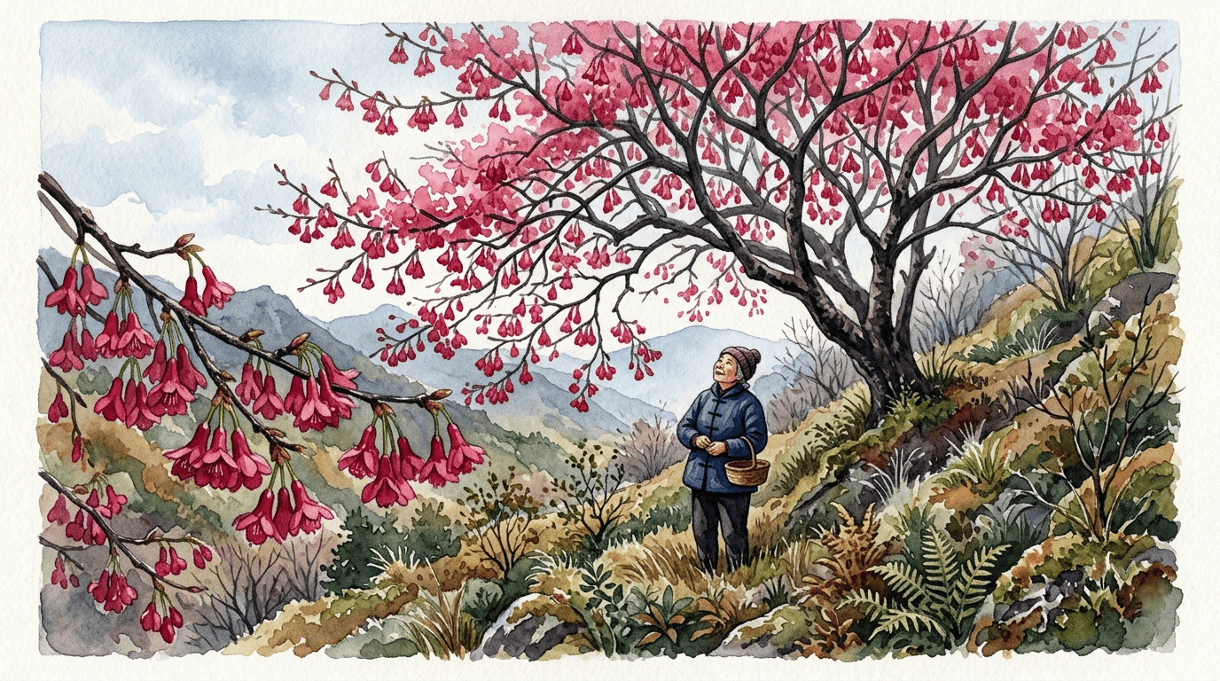 Scena storica illustrata per Ciliegio di Taiwan
