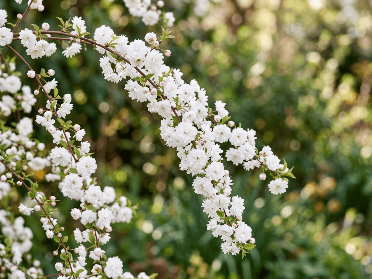 Zwerg-Mandel — Nahaufnahme von Blättern und Blüten