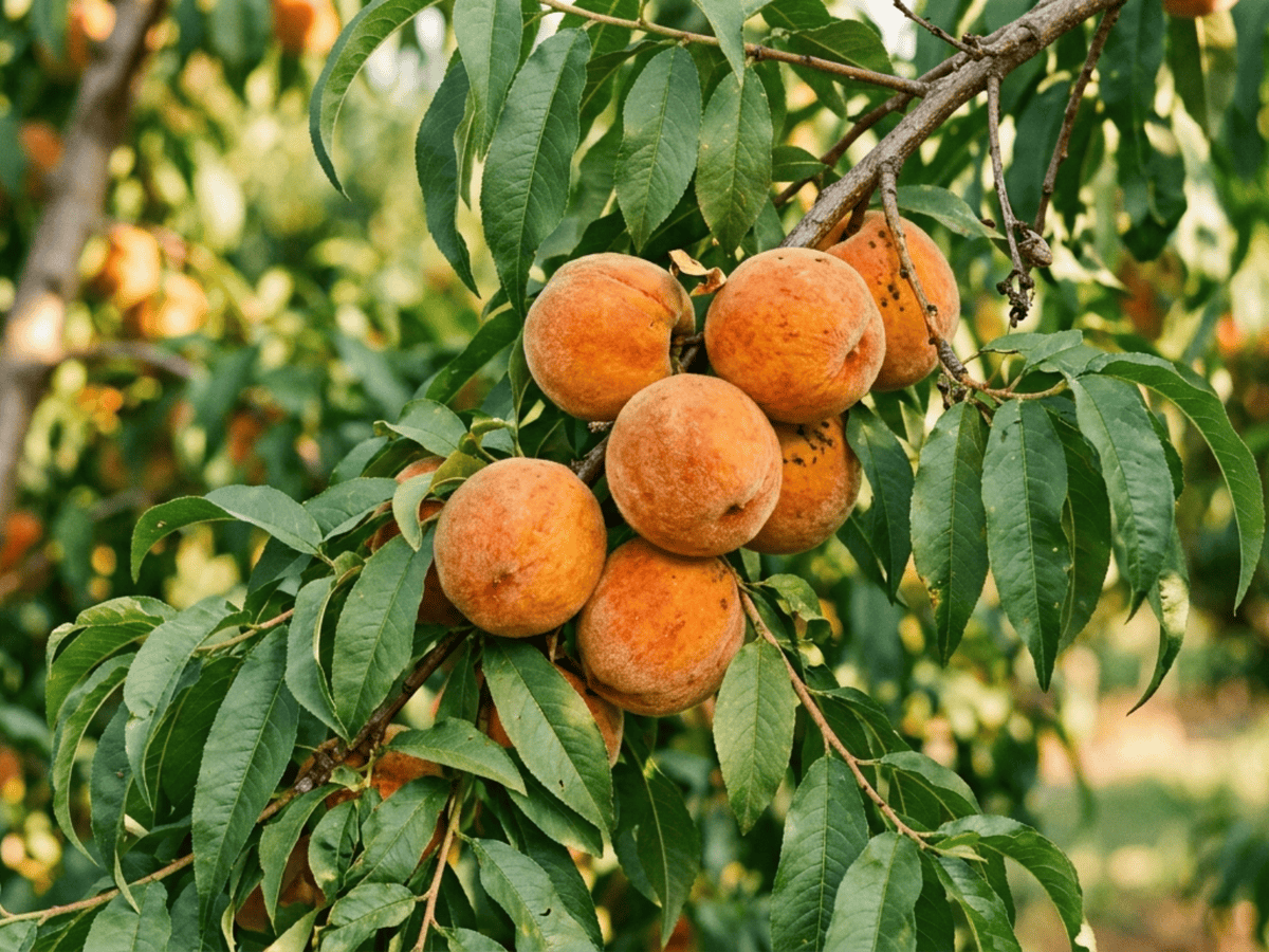 Peach (Prunus persica), whole plant