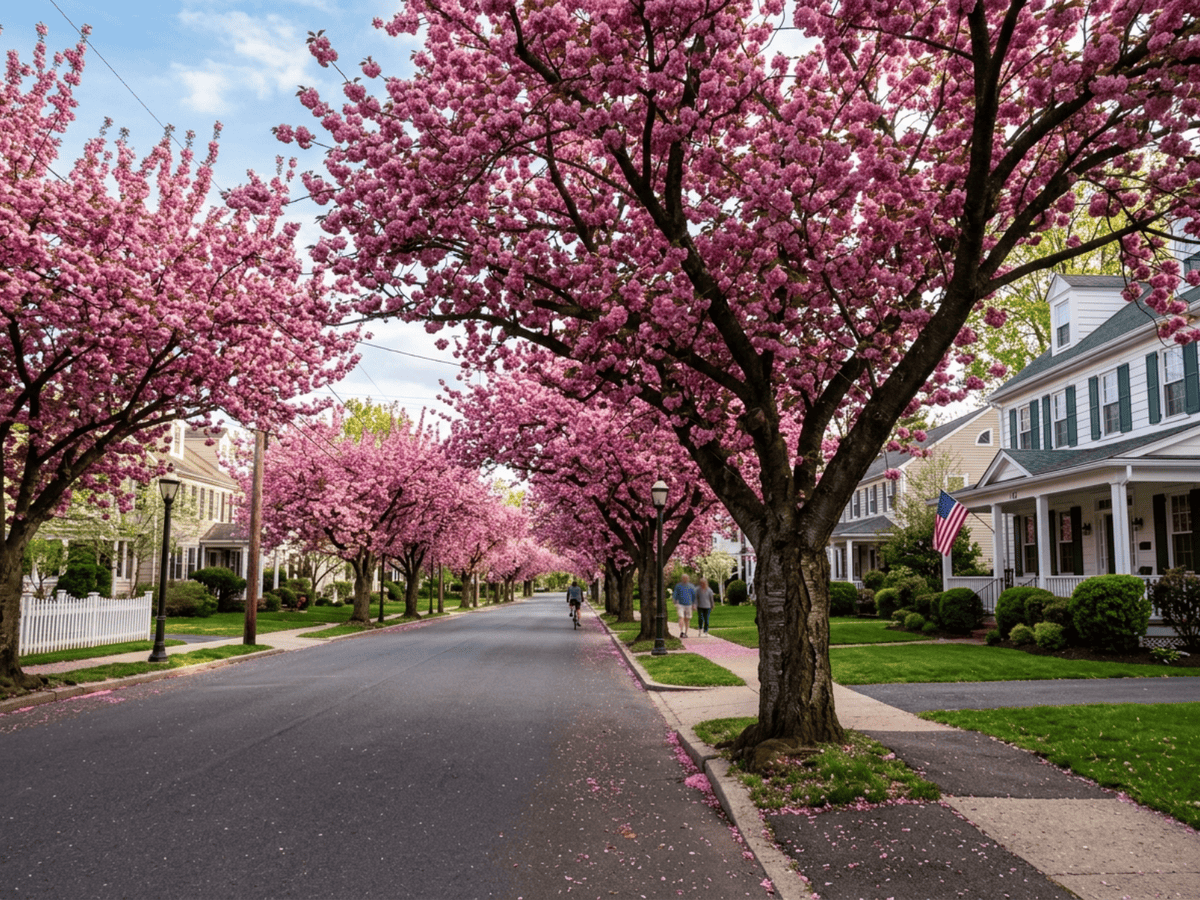 North Japanese Hill Cherry in a garden setting