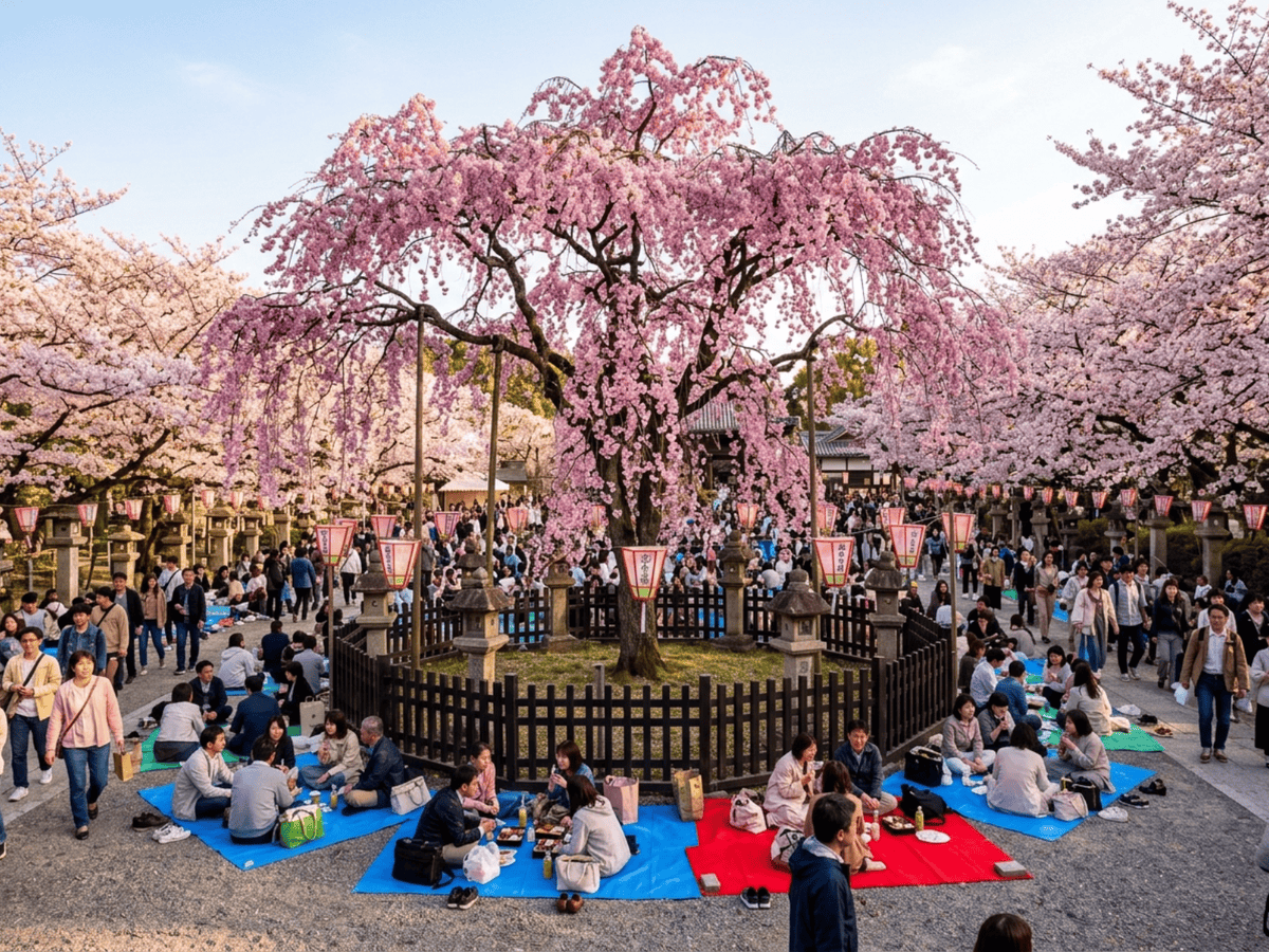 Cerezo japonés en un jardín