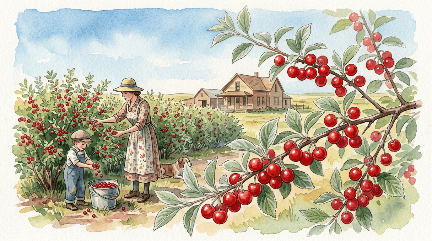 Illustrated historical scene for Nanking Cherry
