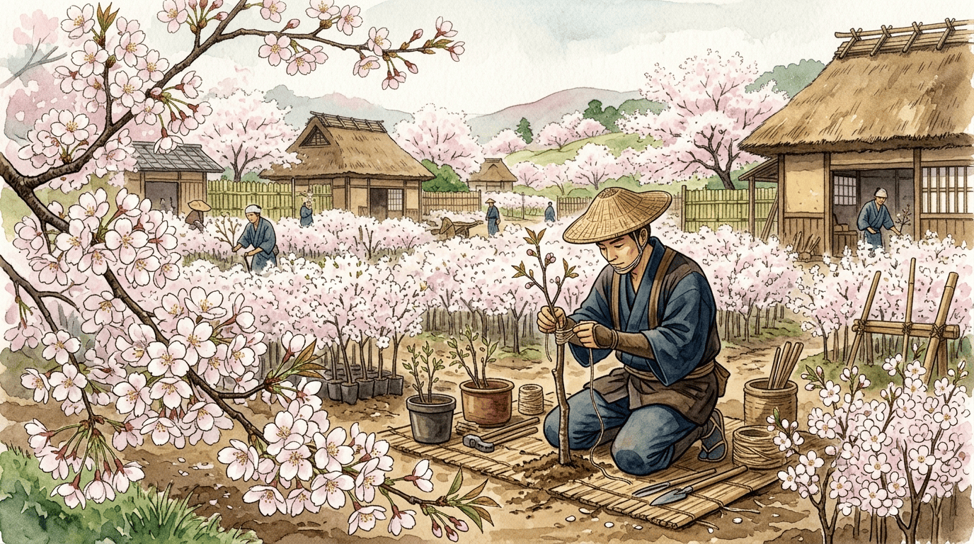 Scène historique illustrée pour Cerisier Yoshino