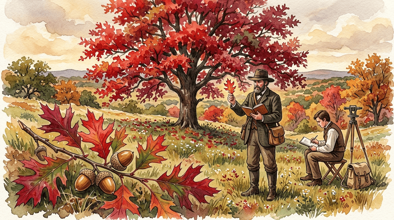 Illustrated historical scene for Shumard Oak