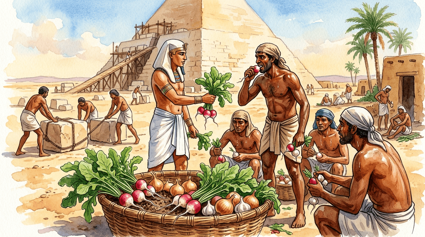 Illustrierte historische Szene zu Garten-Rettich