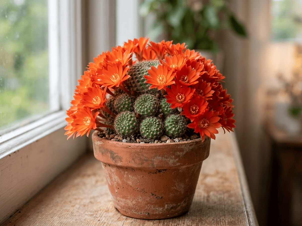 Red Crown Cactus (Rebutia minuscula), whole plant
