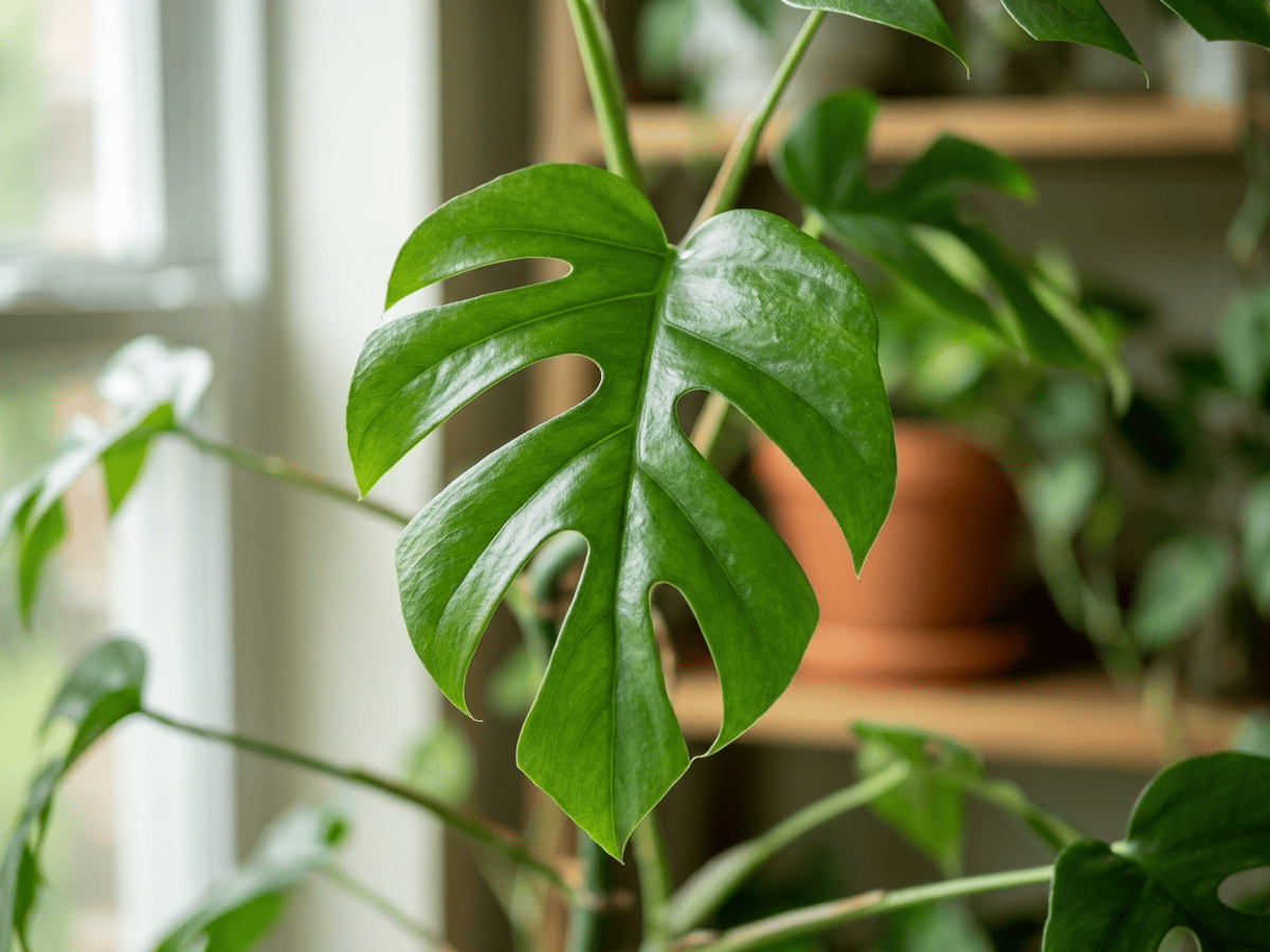 Mini Monstera — close-up of leaves and flowers
