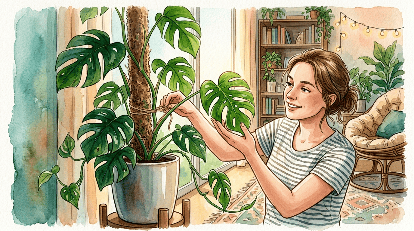 Illustrated historical scene for Mini Monstera
