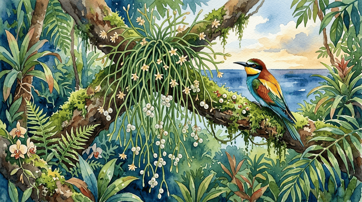 Illustrated historical scene for Mistletoe Cactus