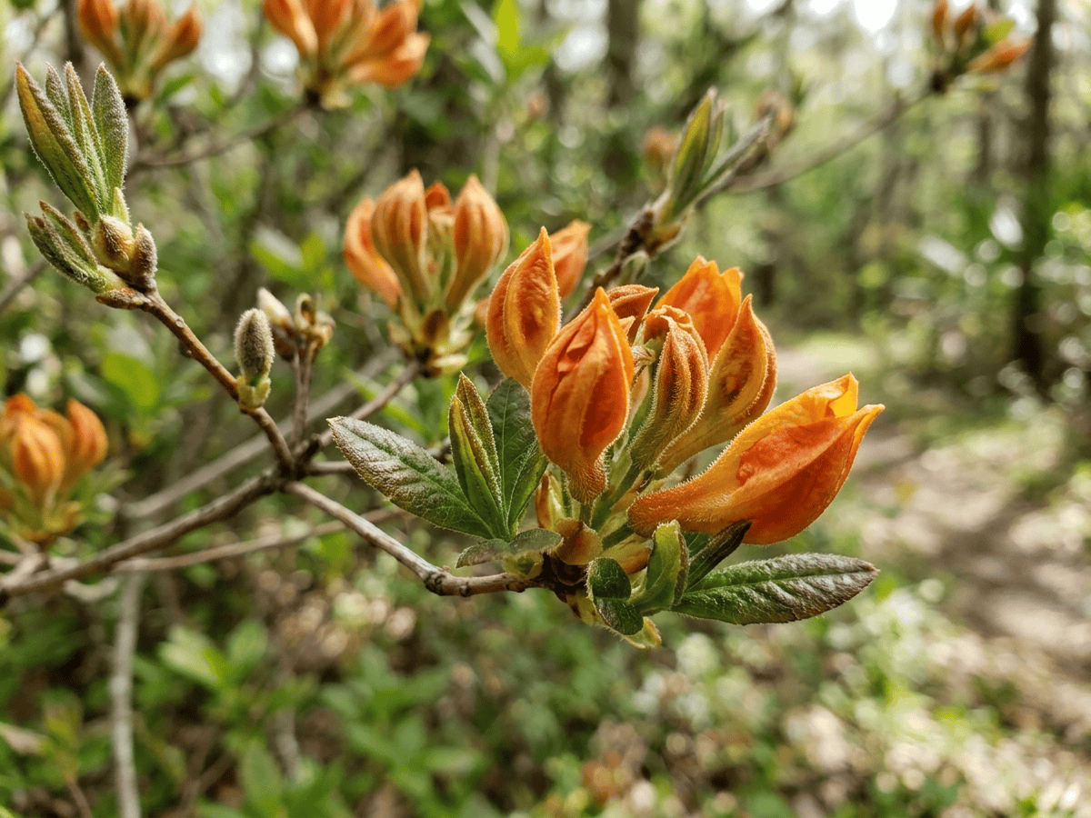 Orangefarbene Azalee — saisonales Erscheinungsbild