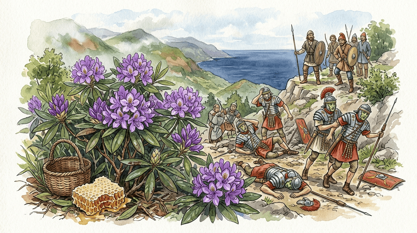 Illustrated historical scene for Pontic Rhododendron