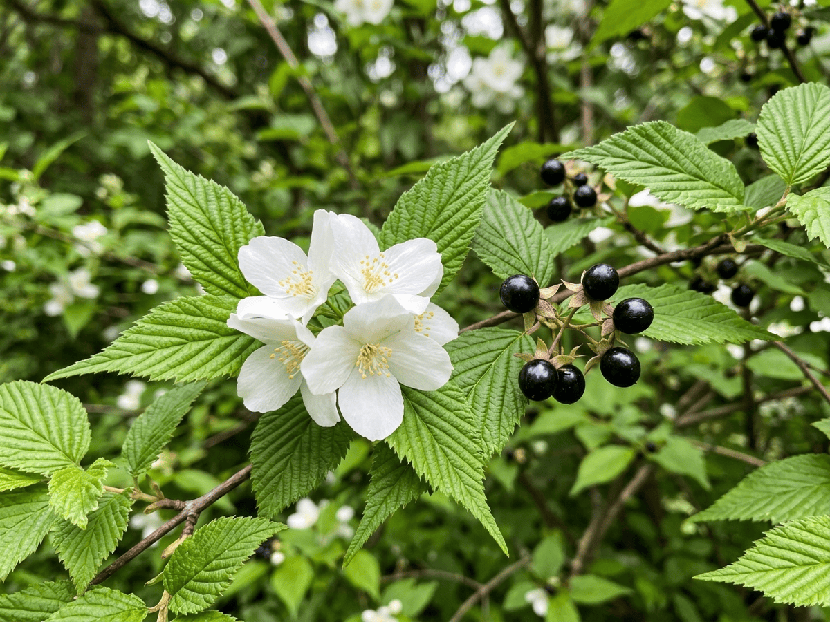 Scheinkerrie — Nahaufnahme von Blättern und Blüten